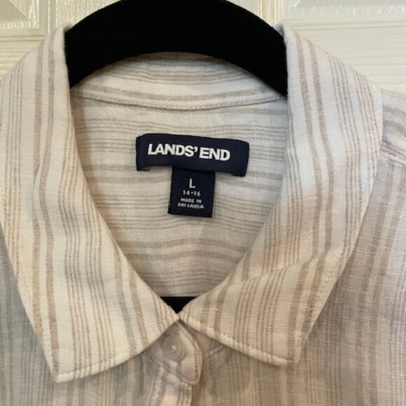 Ladies Lands End dolman-sleeve linen shirt; sz LARGE (14-16) very good condition - Picture 2 of 4